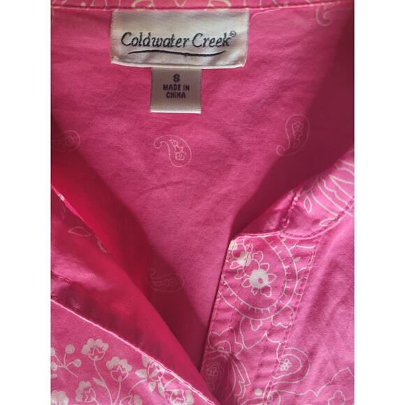 Coldwater Creek Pink Women Shirt Button Up 3/4 Sleeves Sz S - Picture 6 of 6